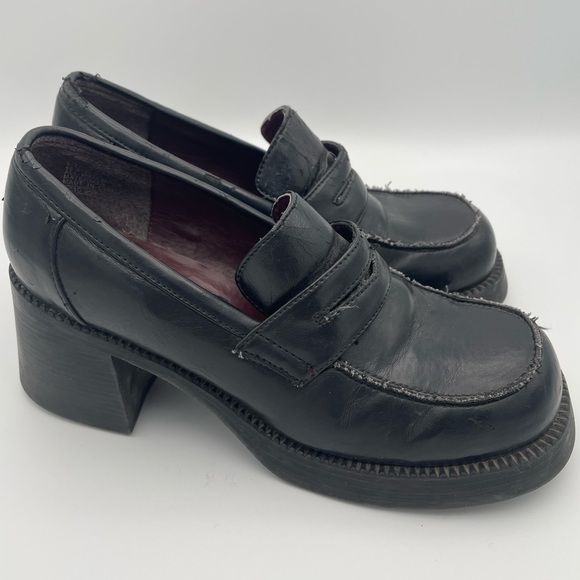 Women's Black Chunky Heel Loafers Bongo - Picture 3 of 8
